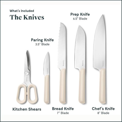 Caraway Kitchen Prep & Cutting Board Set - Non-Toxic Wooden Utensils & Knives - 3 Boards in Cream