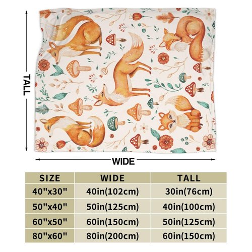 Homieblanket Fox Blanket for Boys Girls, Cute Fox Themed Design Printed Throw Blankets for Kids Lap, Chair Sofa, Warm Soft Cozy Blanket, 40"x 50"