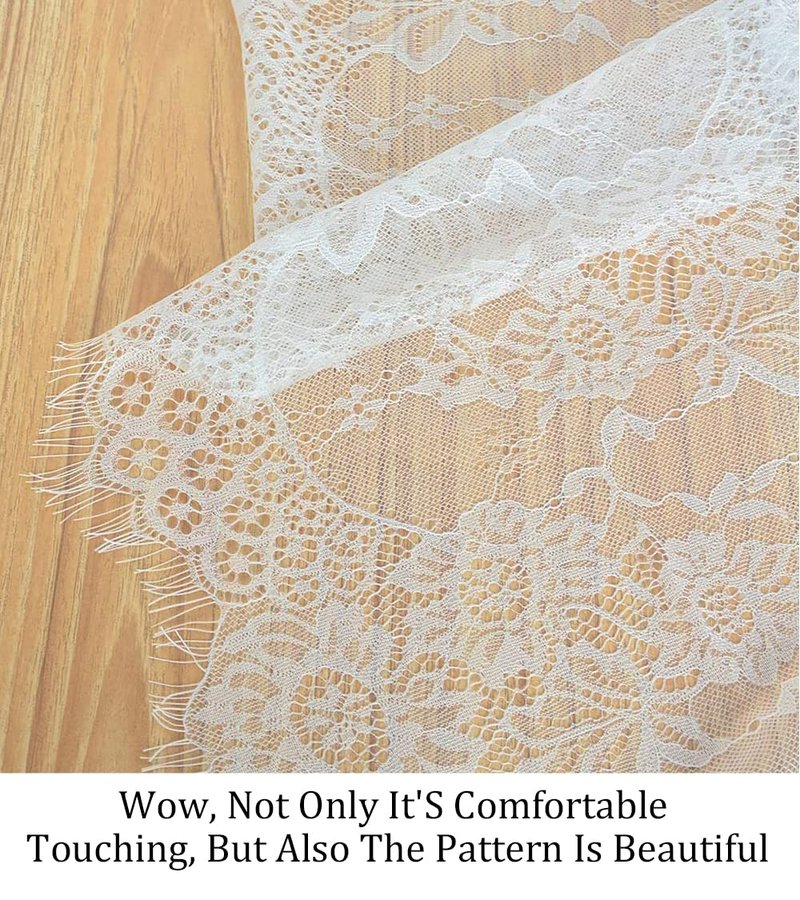 Pardecor Elegant Pardecor 2-Pack 14x120-Inch Lace Table Runner, White Floral Design for Rustic Boho Wedding, Bridal Shower, and Special Events