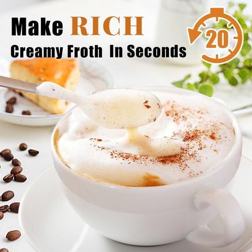 Nahida Milk Frother Wand for Coffee Frother Handheld with Stand Drink Mixer with 3 Heads 3 Speeds Electric Whisk Foam Maker For Latte, Cappuccino, Hot Chocolate - Black