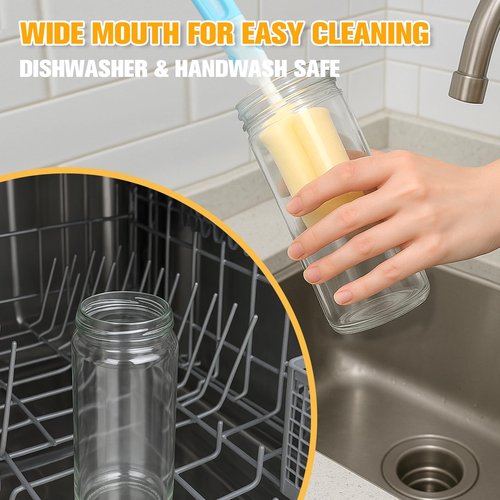 Sursip Glass Juice Bottles 16 oz with Lids & Straws, 12 Pack – Leak-Proof Wide Mouth Mason Jars for Juicing, Smoothies, Boba & Tea – Reusable & BPA-Free, Dishwasher Safe Kitchen Storage Containers
