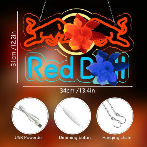 JFLLamp Neon Signs - Vibrant Wall Decor for Man Caves, Restaurants & Offices | 16.1" x 9.8" (Azure, Red, White)