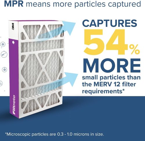 Filtrete 16x25x4 Air Filter - MERV 12, MPR 1550, Asthma & Allergy Friendly - 2-Pack, Pleated HVAC Filters