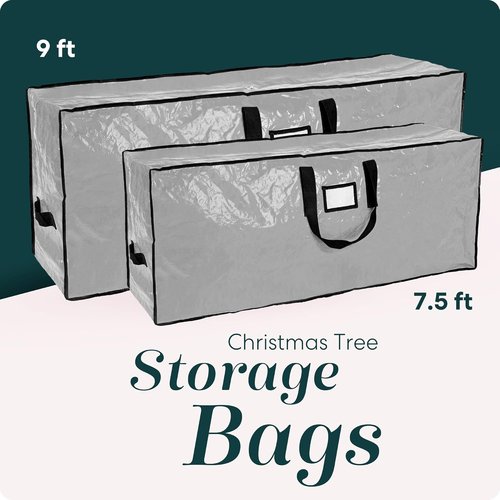 Christmas Tree Storage Bag | Durable Waterproof Zippered Bag for 7.5-Foot Artificial Trees - Protects Against Dust & Moisture (Grey, Pack of 2)