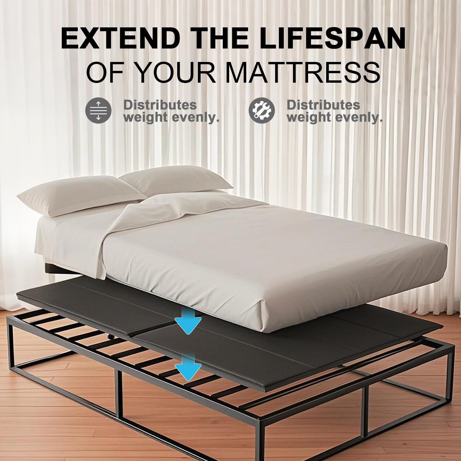 Imperius Folding Spring Box, 10MM, Bed Support Flat Noodles,Full Size 54x75'' ﻿Light and Thin, Breathable, Noise Minimizing,Moisture Resistant Bunkieboards