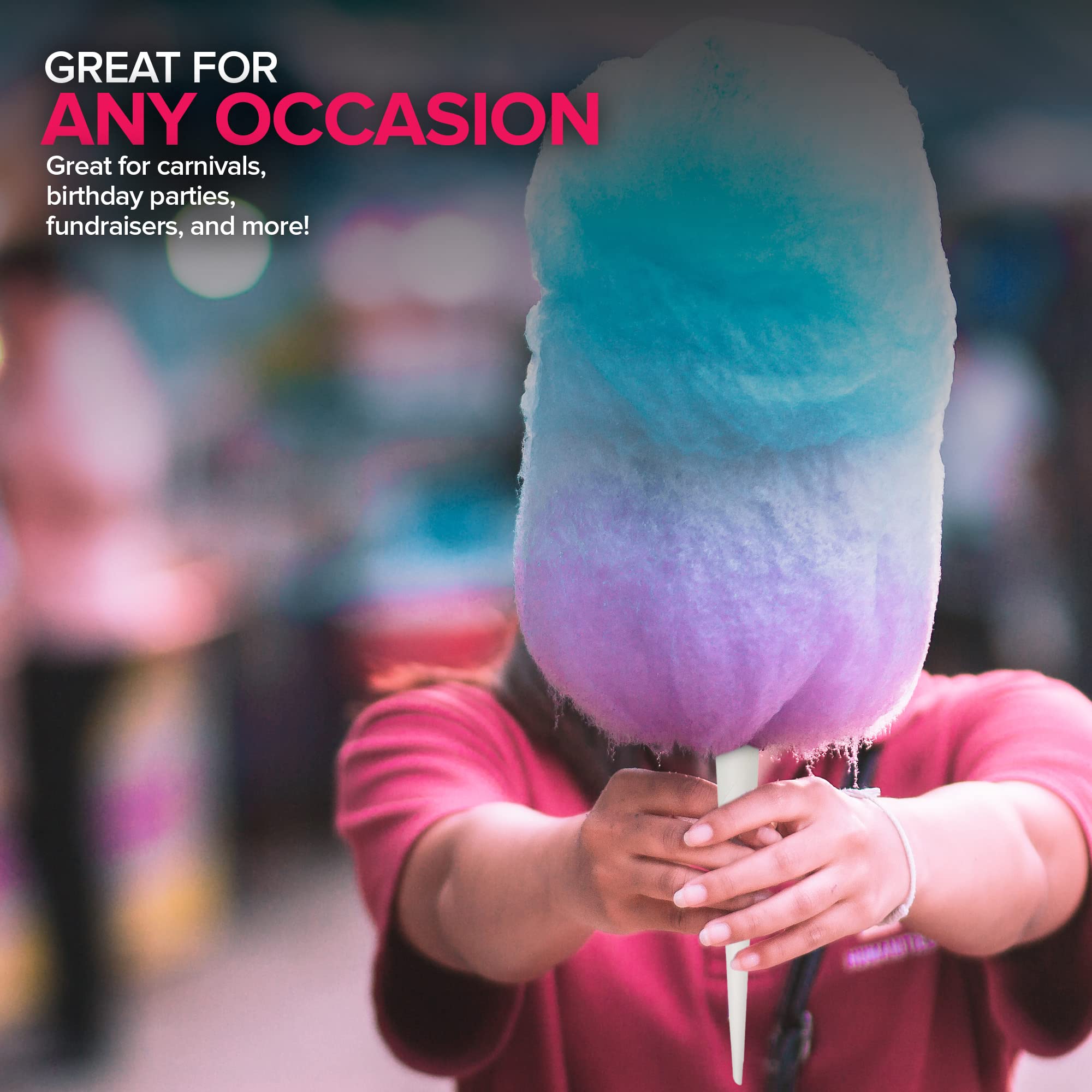 Cotton Candy Cones (100 Pack) – White Kraft Paper Sticks for Floss Sugar & Carnival Treats, Compatible with Cotton Candy Machines – Stock Your Home