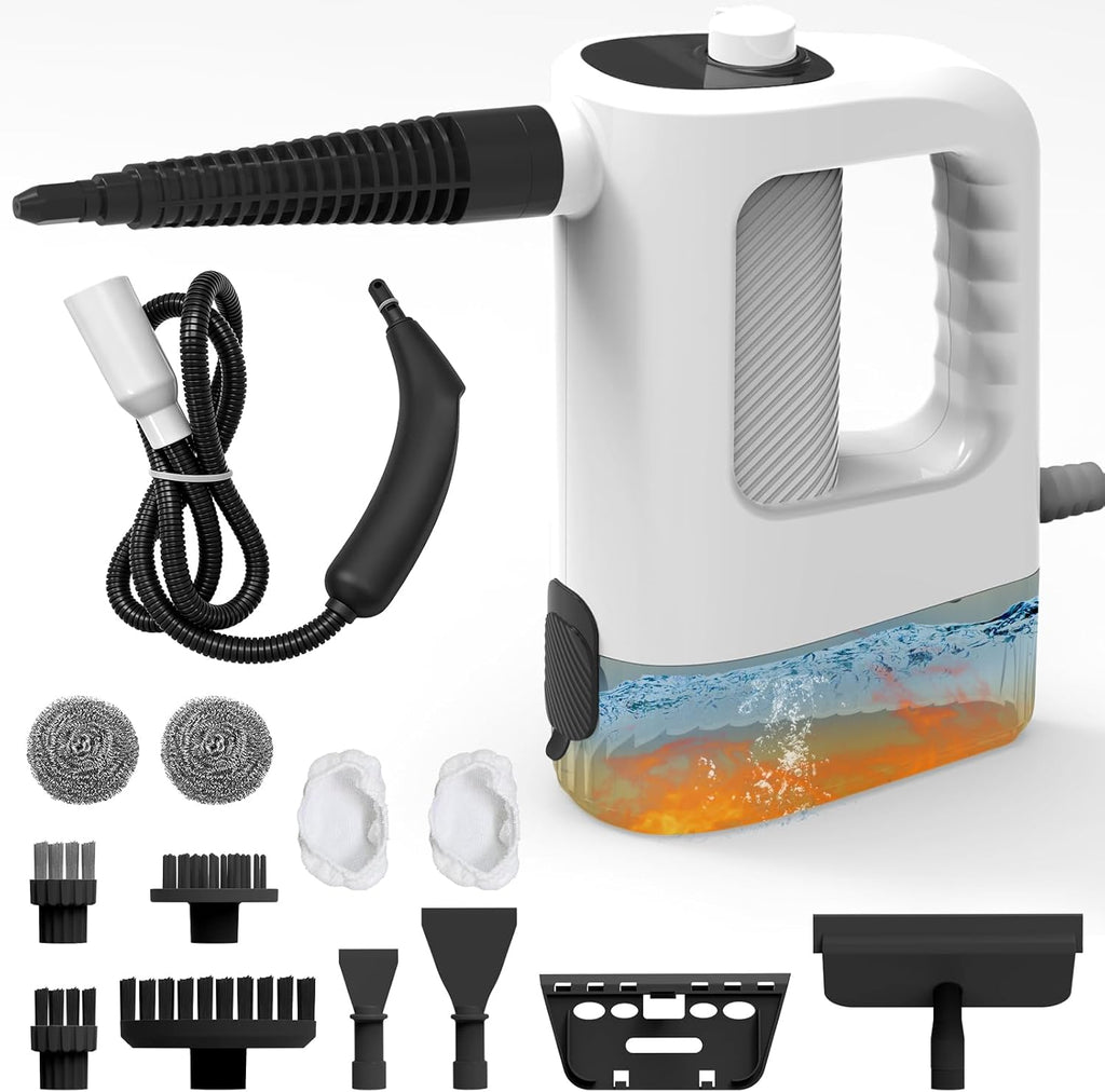 Skiennix Handheld Steam Cleaner - 3-Level Adjustable, 15s Heat-Up, 400ML Capacity | 14 Accessories Included