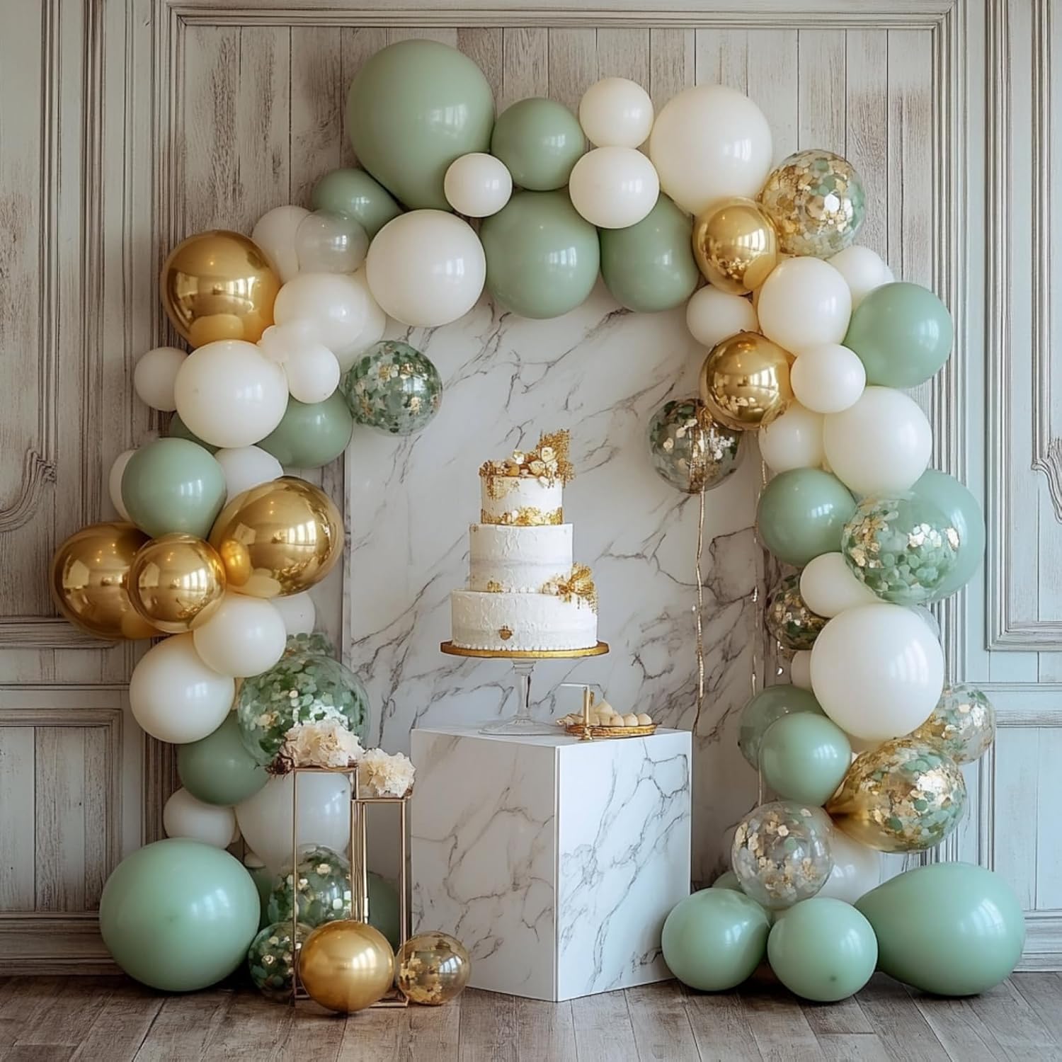 PartyWoo Balloon Arch Kit - Sage Green Garland with 152 Pieces of Boho Balloons | 18", 12", 10", 5" Sizes