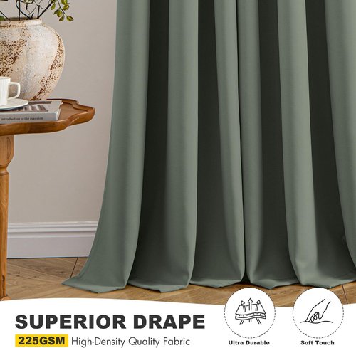 MIULEE Blackout Curtains - Thermal Insulated Room Darkening Drapes | 84-Inch, Dark Mallard Color, 2 Panels