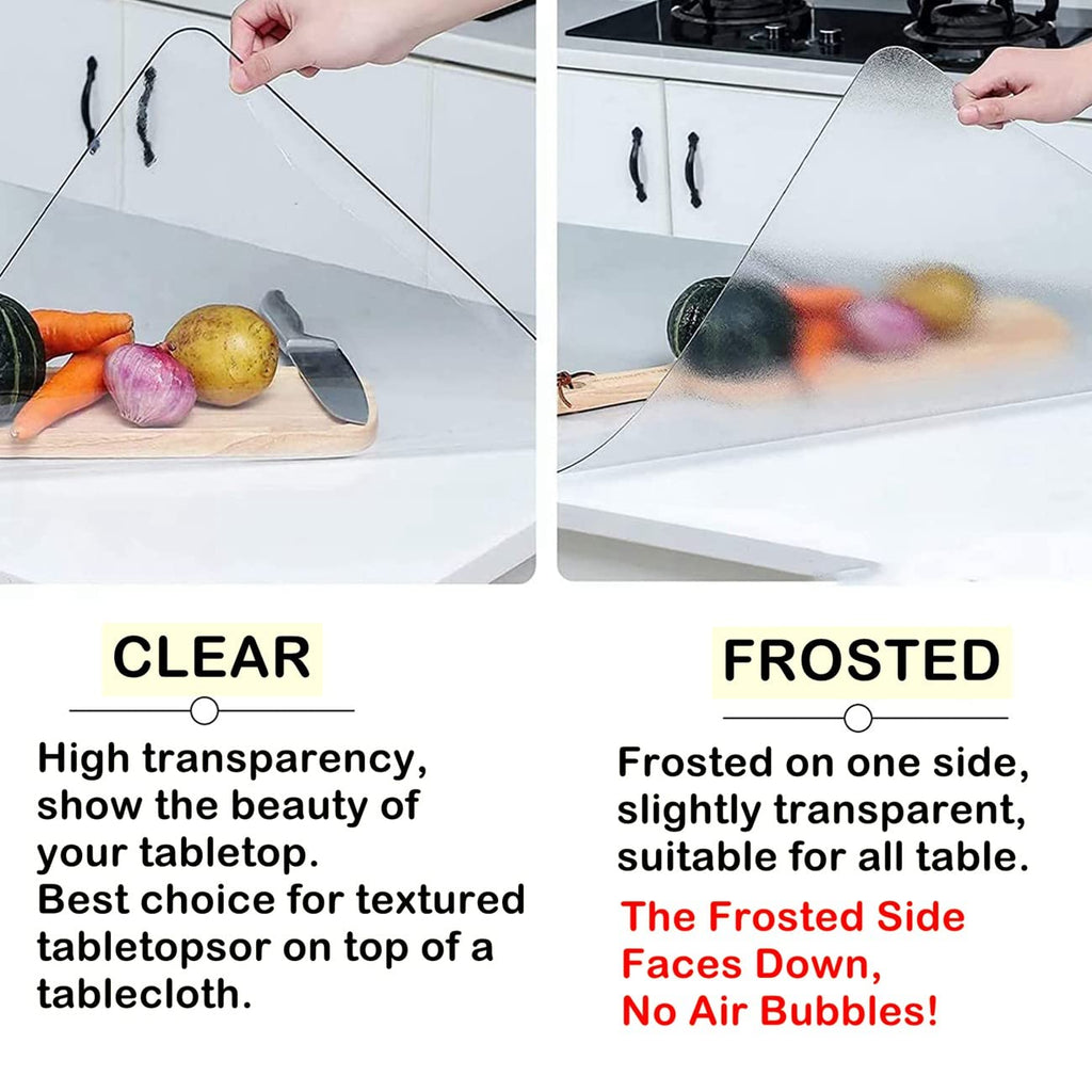 Leffora Clear Table Cover Protector 48 x 76 Inch, 1.5mm Thick Plastic Desk Protector Mat, Rectangular Waterproof PVC Placemats, Transparent Mat for Kitchen, Dresser, Writing Desk, Dining Room Table