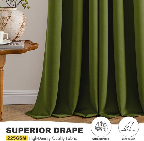 MIULEE Blackout Curtains - Light Olive Green Thermal Insulated Drapes | 84 Inch Grommet Top, Noise Reducing