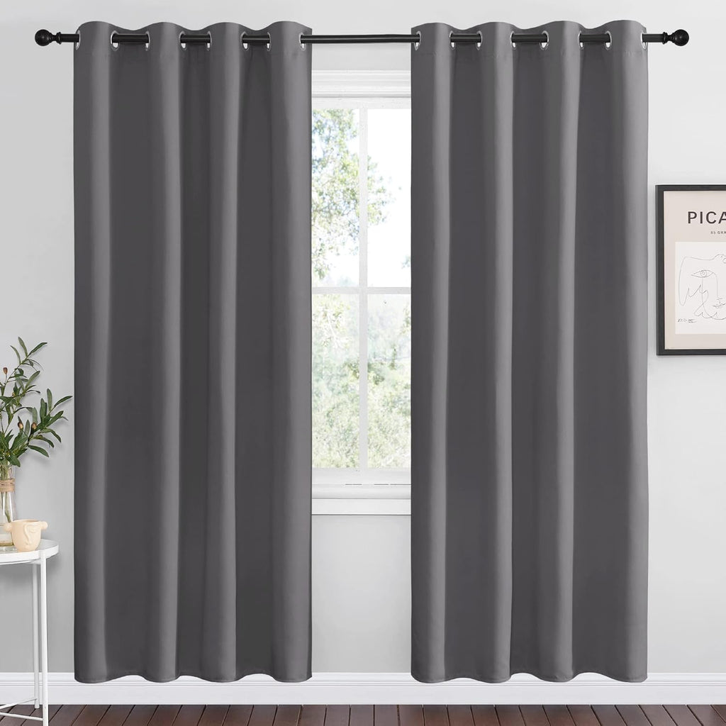 NICETOWN Blackout Curtains - Noise Reducing Thermal Insulated Drapes, 55 x 78 Inch, Gray (2 Panels)