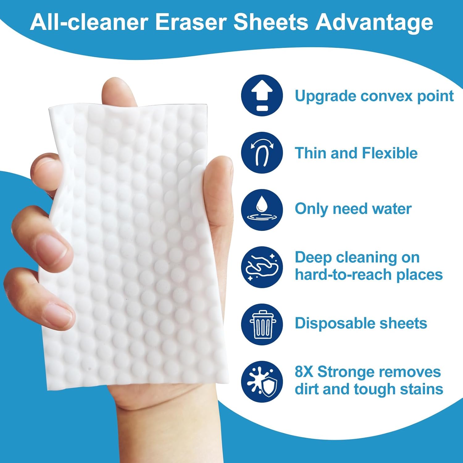 Skiennix Magic Sponge Eraser Sheets - 52 PCS Upgrade Convex Point Cleaning Wipes for Hard-to-Reach Areas