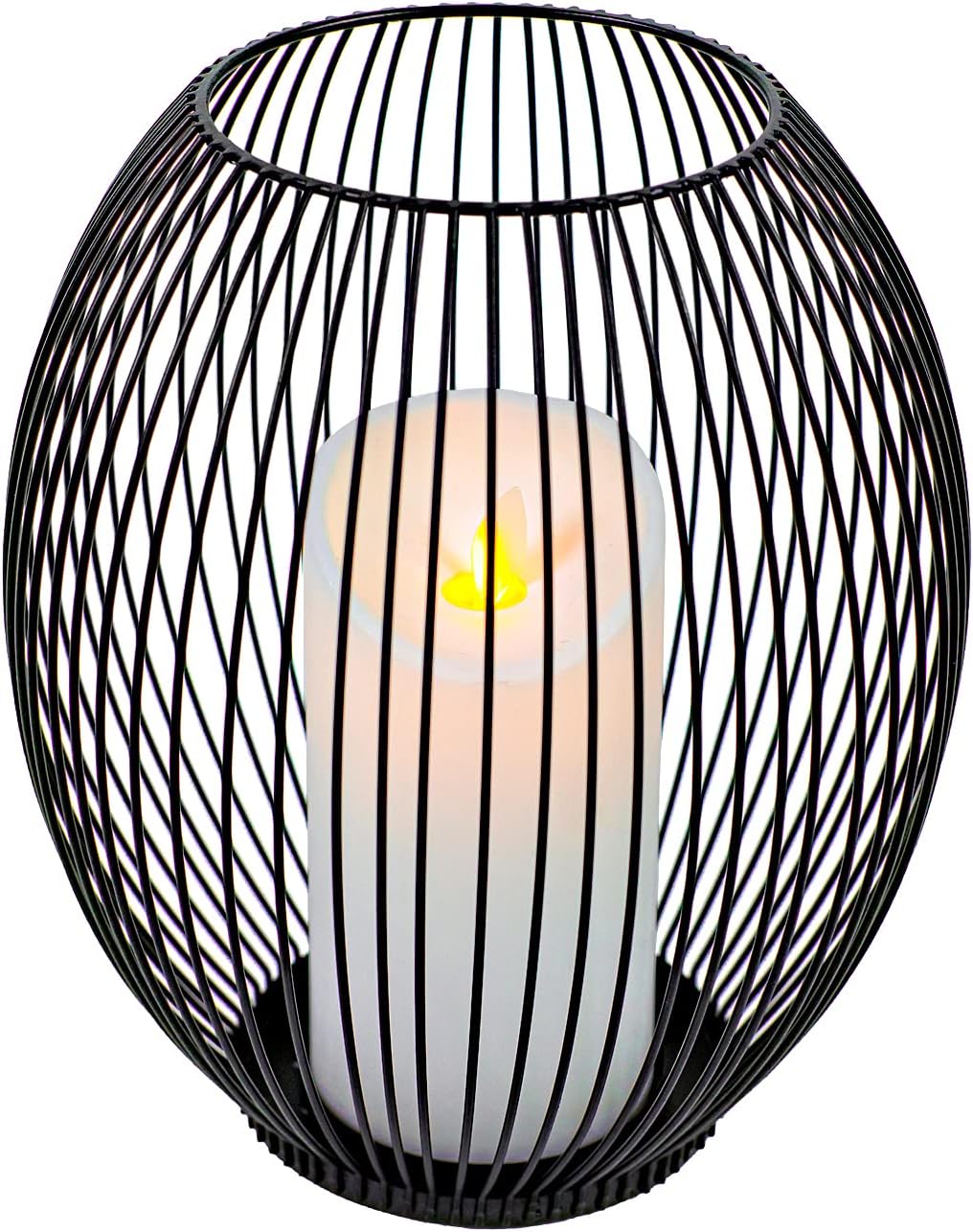 OLEEK Outdoor Candle Holders - Black Wire Pillar Candle Holders for Patio & Table Centerpiece - Iron Lantern Decor