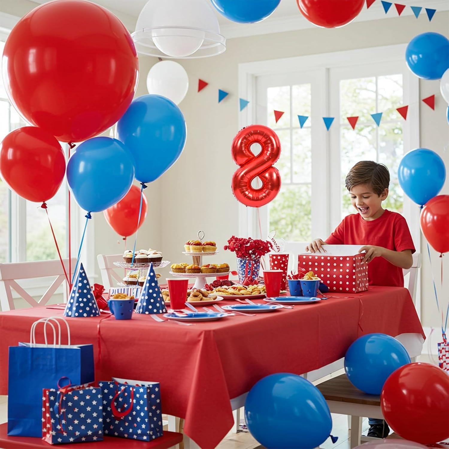 TONIFUL 16-Inch Red Mylar Foil Number Balloons | 10-Pack for Birthdays, Anniversaries, and Celebrations