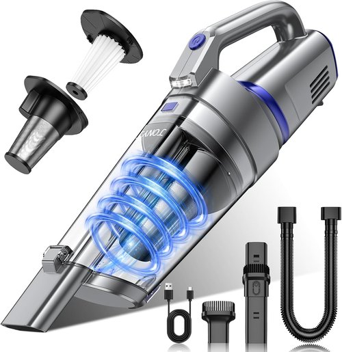 JONYJ Cordless Handheld Vacuum - 16000PA Strong Suction | Portable Rechargeable with Multi-Nozzles & LED Light