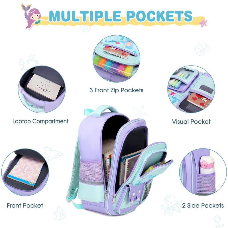 DIGOBAY 5pcs Girls Backpack with Bento Lunch Box Set, Kids Backpack for School with Lunch Box Lunch Bag Pencil Case, Cute Kawaii Backpack Set, Bookbag for Elementary Middle High School