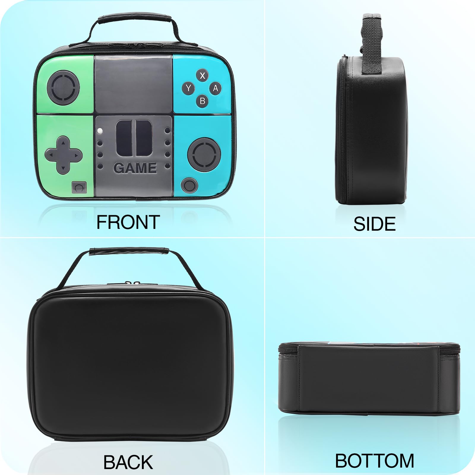 Hairao Kids Lunch Box for Boys,Game Console Insulated Lunch Bag for Kids,Leather Lunchbox for Boys,Waterproof Leakproof Portable Fits Most Bento Boxes