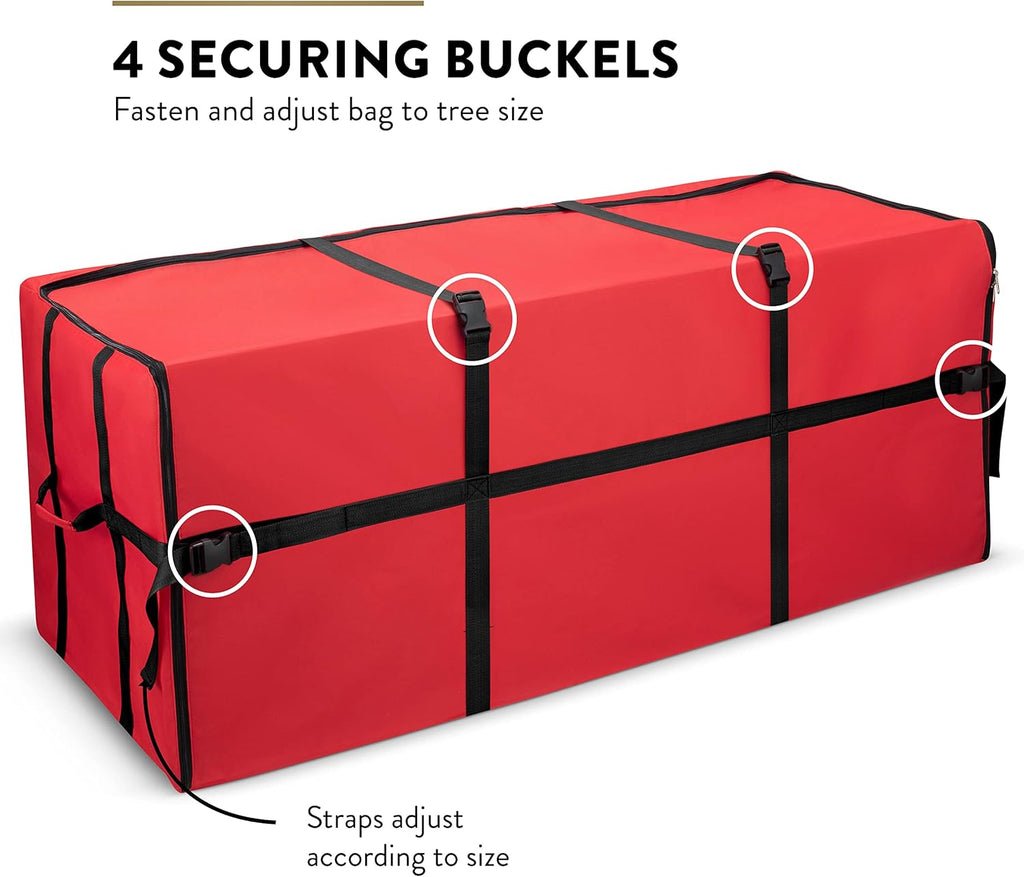 ZOBER Christmas Tree Storage Bag - Fits 9 Ft Trees - Durable 600D Oxford Fabric - Red with Strong Straps