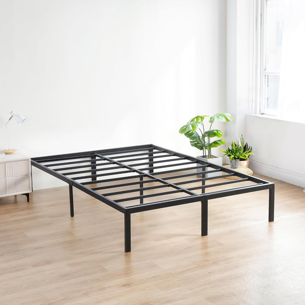 Olee Sleep King Size Platform Bed Frame - 18 Inch Heavy Duty Steel Slat Support, Noise-Free Design, Easy Assembly