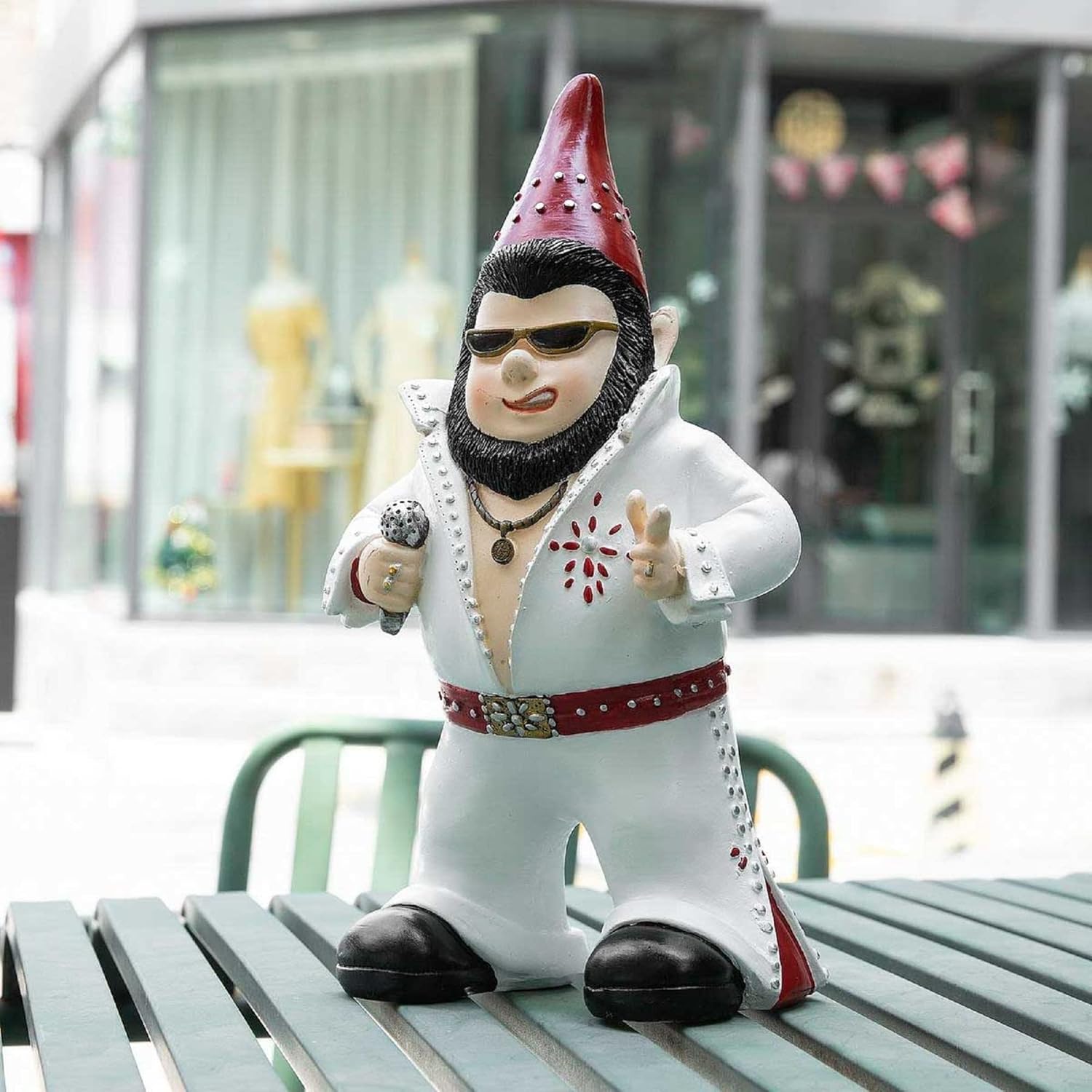 Singer Gnome Garden Statue - Large Outdoor Resin Dwarf Figurine for Unique Home Decor | Funny Patio Ornament