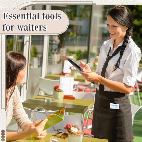 Tenceur 12 Pcs Black Server Books for Waitress PU Leather Waiter Book with Zipper Pocket Wallet Restaurant Guest Check Presenters Card Holder Fit Server Apron for Waitress Waiter Bartender