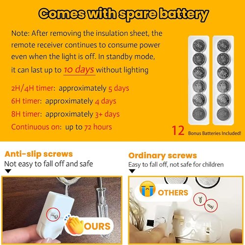 HXWEIYE Fairy Lights - 6 Pack Battery Operated with Remote & Timer | 20 LED Mini Firefly Lights for Indoor/Outdoor Decor