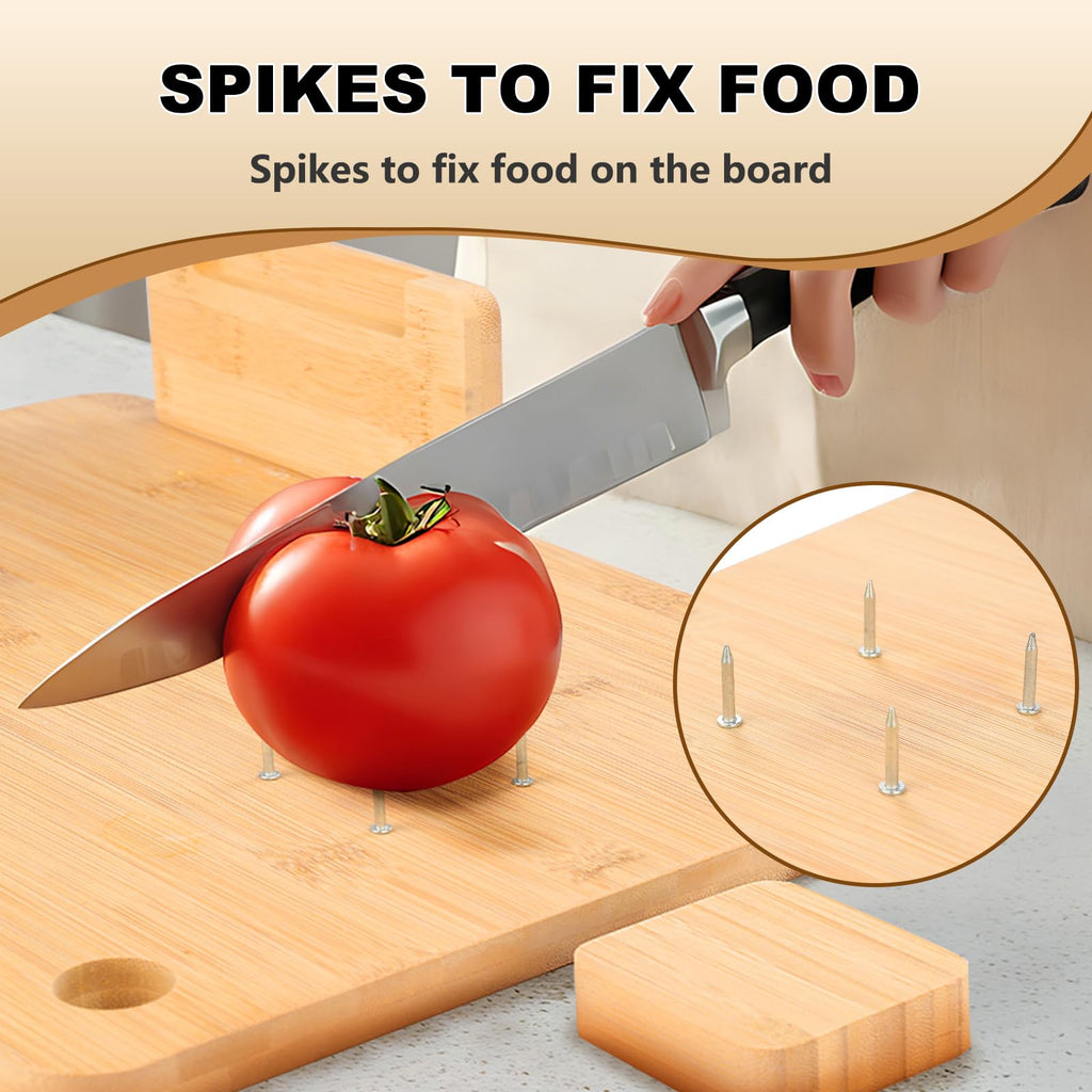 Easy-to-Use Adaptive One Handed Cutting Board,Handicap Kitchen Tools with Bread Stops & Steel Spikes,Easy to Clean-for Amputees,Stroke Victims,Elderly