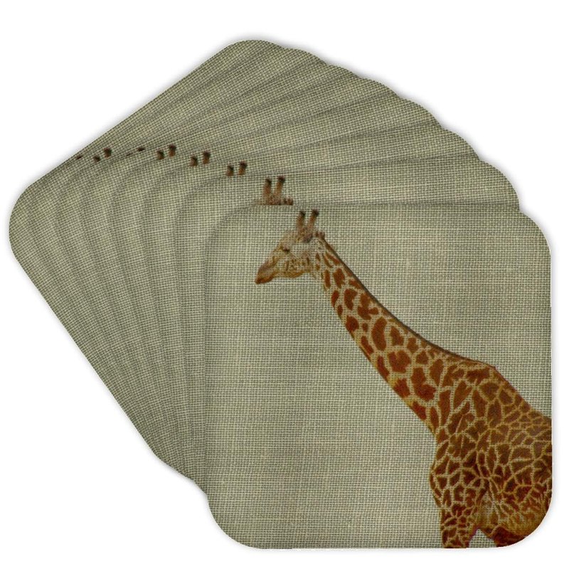 3dRose CST_45324_2 Gentle Giraffe Animals Nature Soft Coasters, Set of 8