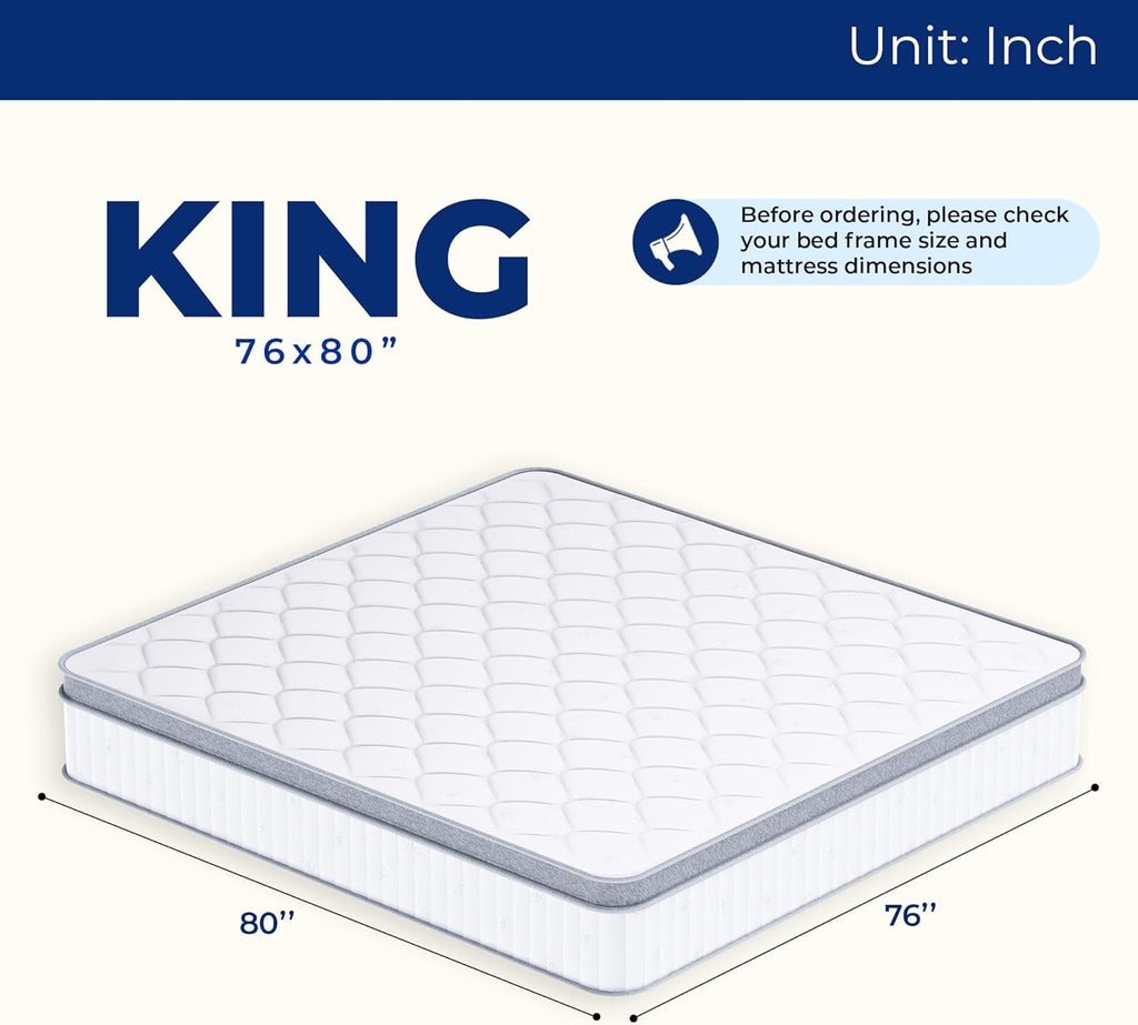Neo Sleep King Size Mattress - 10 Inch Hybrid Comfort with Cooling Gel Memory Foam & Pocket Springs