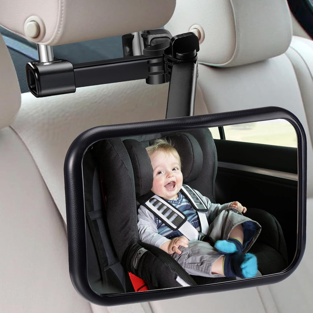 Skiennix Baby Car Mirror - 360° Rotating Rear View Mirror for Safe Infant Travel | Easy Install, Flexible Arm
