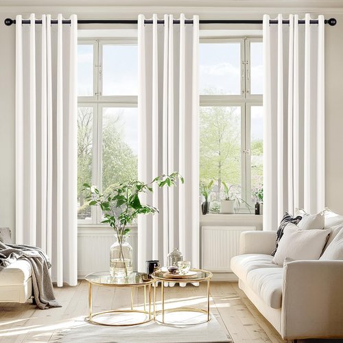 MIULEE Ivory Blackout Curtains - Thermal Insulated Room Darkening Drapes | 84-Inch, 2 Panels