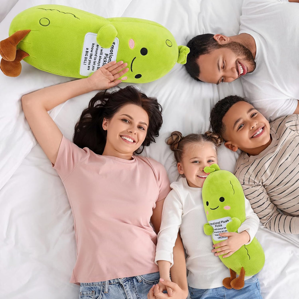 Skiennix Emotional Plush Pickle - 12.6” Kawaii Stuffed Animal with Positive Messages | Perfect Gift for Kids & Adults