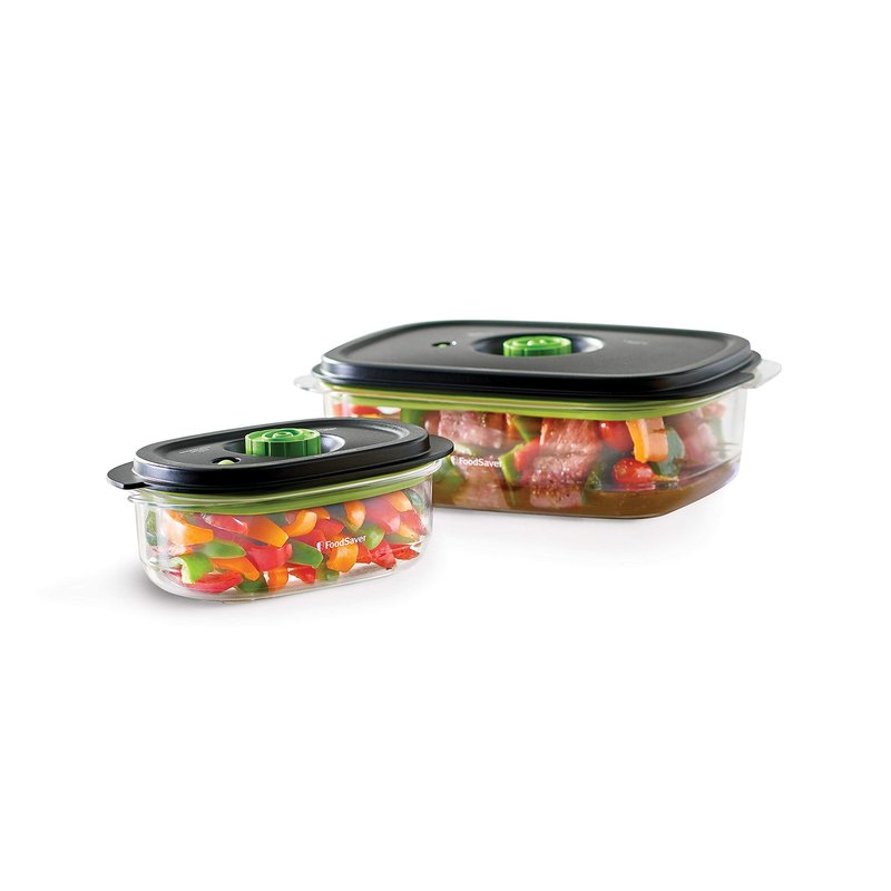 FOODSAVER 2116382 Preserve & Marinate Vacuum -Containers,1-3 cup and 1-10 cup, Clear (Count-2) & Vacuum Sealer Bags, Rolls for Custom Fit Airtight Food Storage and Sous Vide