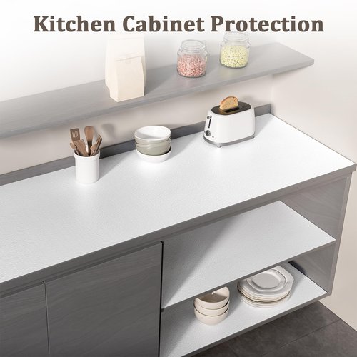MIAONET Shelf Liner for Kitchen Cabinets 24" x 120" Non-Adhesive Non-Slip Drawer Liners for Dresser, Waterproof Washable Paper, Durable Protector Mat for Pantry Shelves Cupboards, White