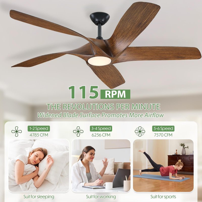 ANPrime 56 Inch Ceiling Fan With Lights, Led Indoor Ceiling Fan With Lights and Remote Control, Reversible Dc Motor, Suitable For Bedrooms, Living Rooms, Silver Propeller Blade Ceiling Fans
