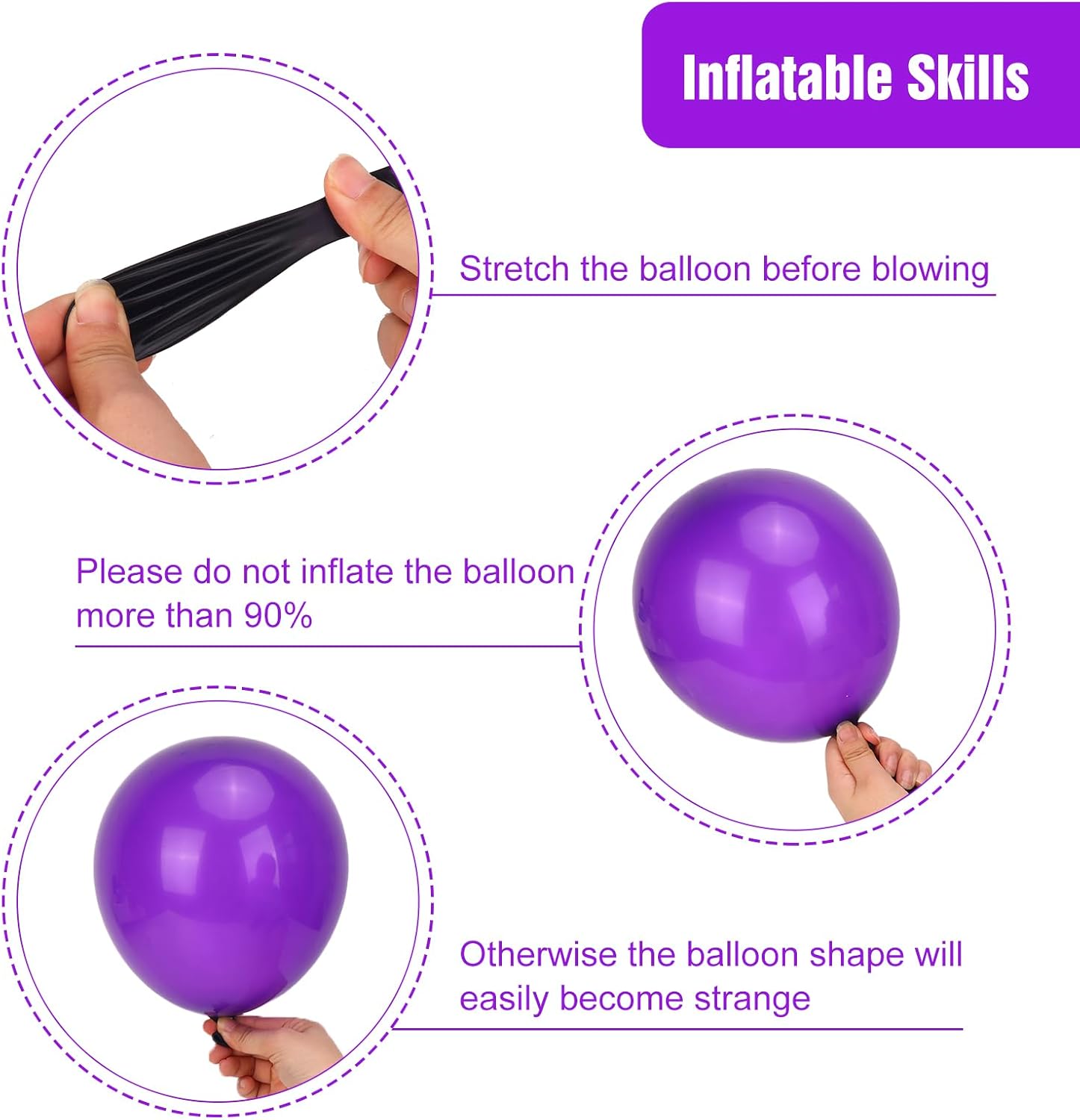 RUBFAC Dark Purple Balloons - 129-Piece Latex Balloon Garland Kit | 5-12 Inch for Weddings & Parties