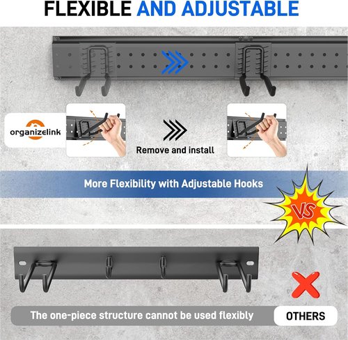 Garage Storage Rack - 48 Inch Adjustable Tool Organizer | 440lbs Capacity for Garden Tools & Yard Shed