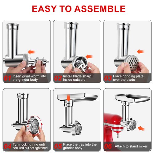 Metal Food Grinder Attachments for KitchenAid Stand Mixers. Meat Grinders, Sausage Stuffer, Burger Press. Durable Perfect Attachments for Kitchen aid Mixer