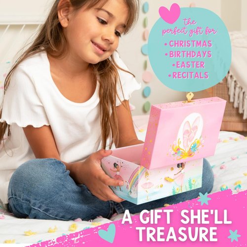 Giggle & Honey Musical Ballerina Jewelry Box for Girls - Kids Dancing Ballerina Music Box with Mirror, Ballet Gifts for Little Girls, Jewelry Boxes, Childrens Birthday Gift, Ages 3-10