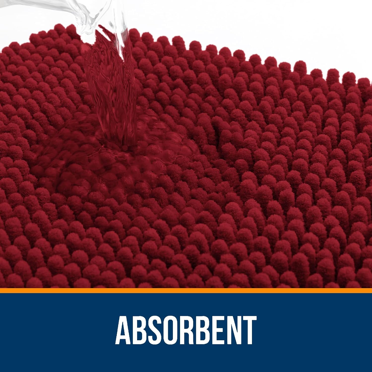 OLANLY Bathroom Runner Rugs - Extra Soft Chenille Bath Mats | 47x24, Quick Dry, Machine Washable, Red