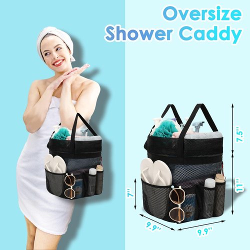 Fammart Portable Mesh Shower Caddy - Extra Large 8-Pocket Tote for College, Camping & Travel