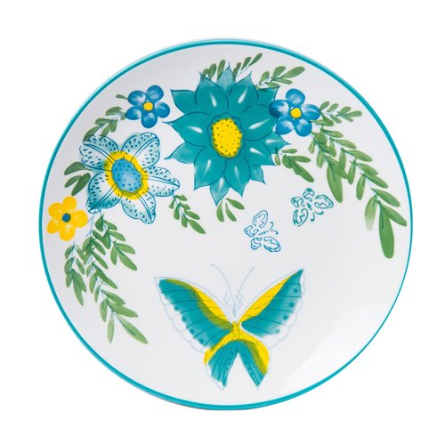 HomePop Ceramic 12-Pieces Dinnerware Sets,Dish Plates and Bowls Sets - Blue Turquoise