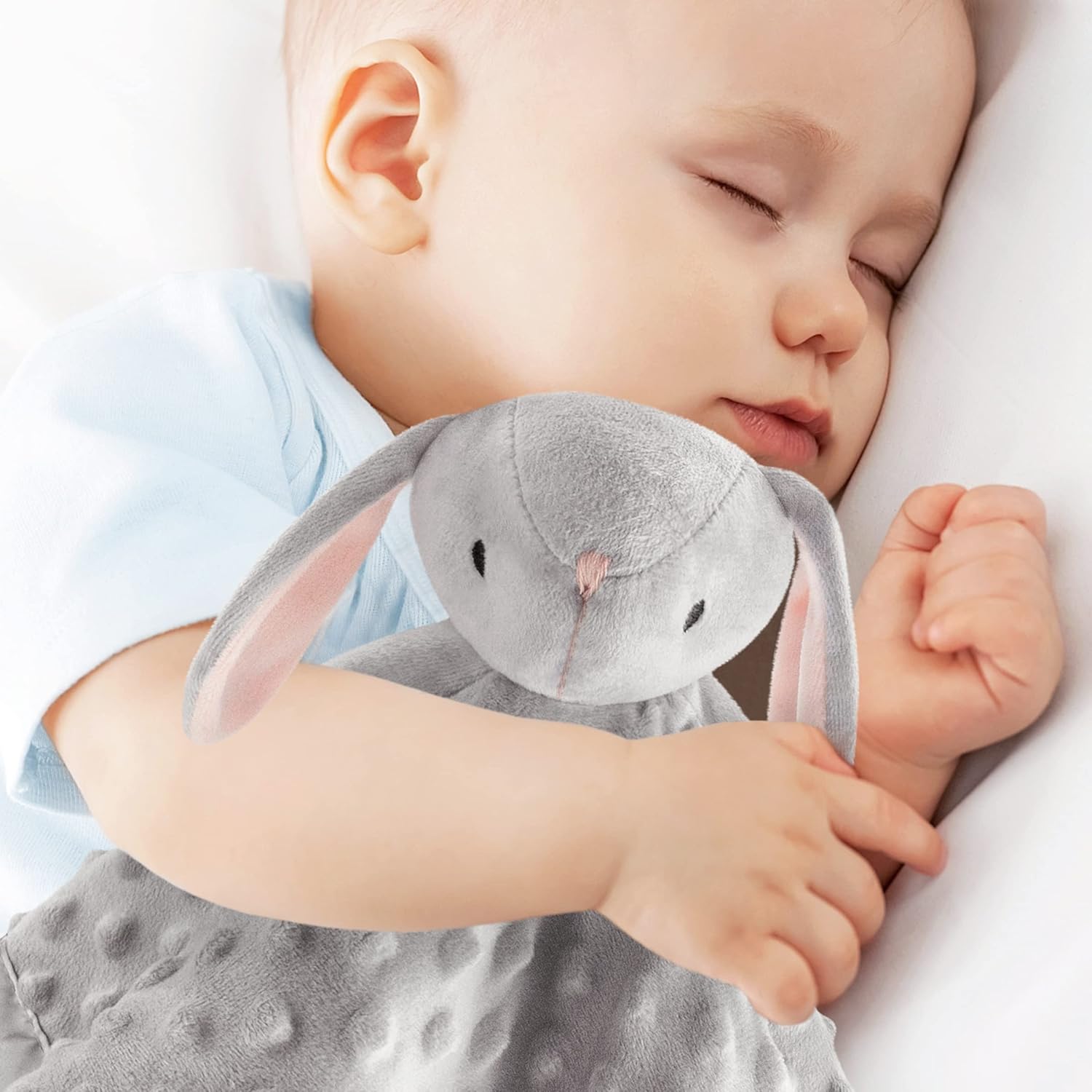 Pro Goleem Loveys - Soft Security Blanket & Snuggle Toy for Babies | 16-Inch Grey Bunny