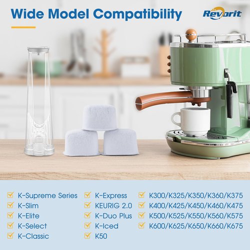 Keurig Filter Replacement Starter Kit for Keurig 2.0 Brewers K Select, K-Classic, K350 to K575, K-Cafe, Elite, K-Express, K-Duo PLUS with Side Reservoir Filter Holder and 12 Replacement Water Filters