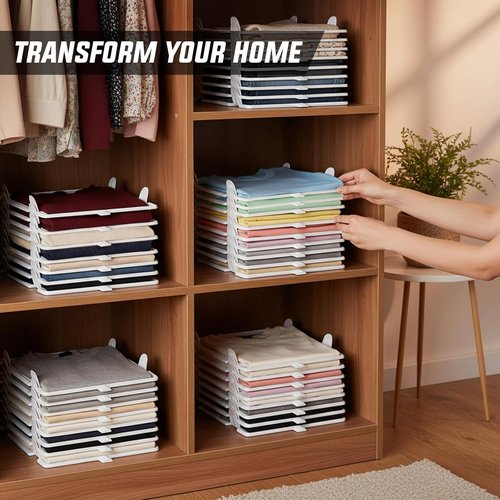 Accenter T-Shirt Organizer - Sturdy Stackable Closet Storage Bins | 20-Pack for Efficient Home Organization