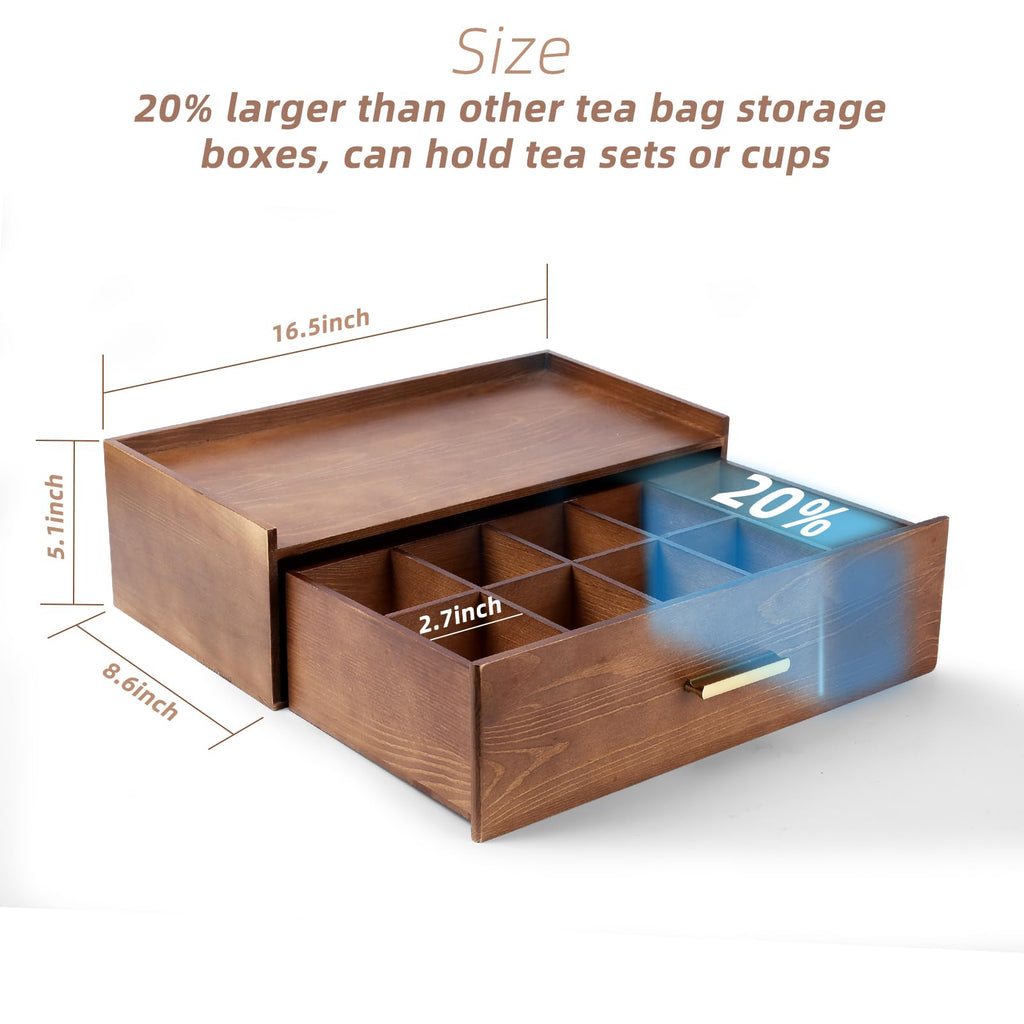 Five beautiful tea cups and tea trays are given as gifts. Tea bag organizer storage box, wood tea bag organizer, tea bag holder with drawer. (Small fish teacup set)