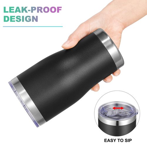 VEGOND 20oz Tumbler Stainless Steel Tumbler Cup with Lid And Straw Vacuum Insulated Double Wall Travel Coffee Mug(Black 12 Pack)
