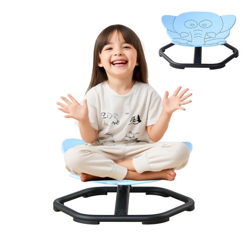 CMCOTNG Kids Sensory Swivel Chairs, Spinning Chair for Autistic Kids, Sit and Spin Sensory Toys Product, Non-Slip Base Autism ADHD Chair Training Body Coordination(Blue)