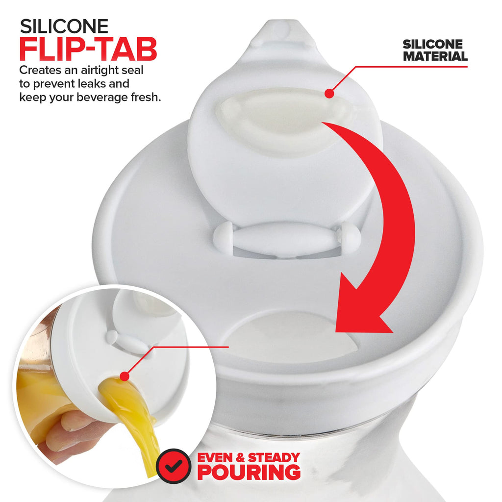 Stock Your Home 50 oz Square Carafes Plastic Juice Carafe with Lids (Set of 4) 50 oz Carafes for Mimosa Bar, Drink Pitcher with Lid, Water Bottle, Milk Container, Clear Beverage Containers for Fridge